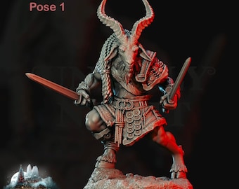 Goatmen (5 Variations)  | Available in 28mm,32mm,75mm Scales Miniature | Dungeons and Dragons | Pathfinder | Goat-Man | Archvillain Games