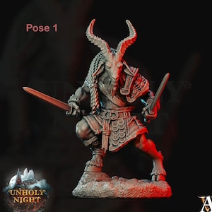 Goatmen (5 Variations)  | Available in 28mm,32mm,54mm, 75mm, 100mm Scales Miniature | D and D | Pathfinder | Goat-Man | Archvillain Games