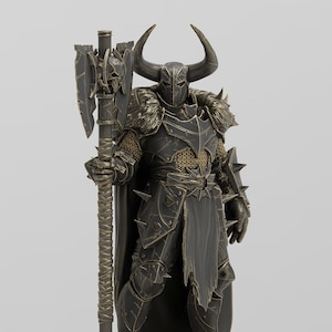May include: A black and gold miniature figurine of a warrior wearing horned armour and holding a large axe. The figurine is standing on a base with the text "Unchained Volume II".