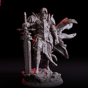 Menselijke paladijn, gevechtszwaard | ONGEVERFD miniatuur | 28 mm, 32 mm, 54 mm, 75 mm, 100 mm Schalen | Pathfinder-figuur | DnD | Kerkers en draken |