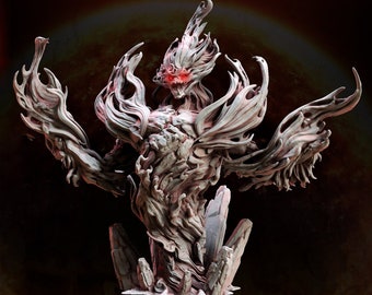 Greater Fire Elemental Miniature | 3 Sizes | Unpainted Resin DnD 5e Pathfinder