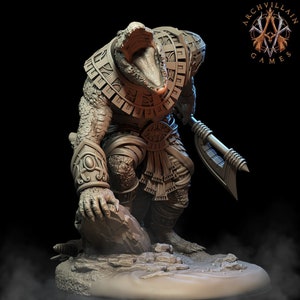 Lizardfolk Crocodilian Lizardman | 32mm scale 60mm | 28mm scale 55mm | Dungeons and Dragons Resin miniature | 3d printed |Unpainted Figure |