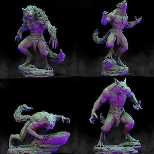 Werewolves (4 different models) | 28mm and 32mm scale | 65mm | Resin Miniature | Dungeons and Dragons | Figure for painting |Pathfinder mini