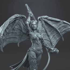 Succubus Female Demon Pinup Optional Terrain Base | Available : 50mm, 70mm, 100mm tall | Dungeons and Dragons | Pathfinder |