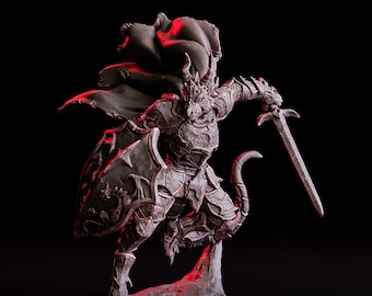 Miniatura de Caballero Sangre de Dragón / Luchador con Espada y Escudo / Figura de Resina para Juego de Rol