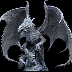 Steel Dragon Miniature - Waterdeep Dragon | Young, Mature & Ancient Sizes 240mm High - Wingspan 305mm | Dungeons and Dragons