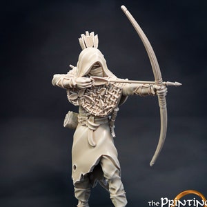 Human Ranger Fighter with Bow and Arrows|Miniature|28mm, 32mm, 54mm, 75mm, 100mm Scale Pathfinder Figure/DnD|Human Ranger Figurine unpainted