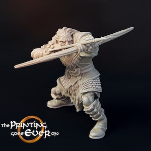 Orc / Half-Orc Fighter Archer Miniature | 28mm Scale | 32mm Scale | 75mm Scale Pathfinder Figure | DnD |  Figurine unpainted |