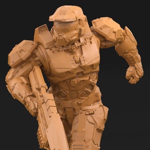 Space Spartan miniature Running pose | 28mm, 32mm Scales also 50mm, 75mm, 100mm | Sci-Fi Video Games miniatures | Fan Art | 3Dartguy|