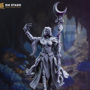Dunkelelfe Klerikerin von Eilistraee, Magierin Miniatur | 28 mm, 32 mm,54 mm,75 mm, 100 mm Skalen | Dungeons and Dragons Pathfinder | DM Versteck