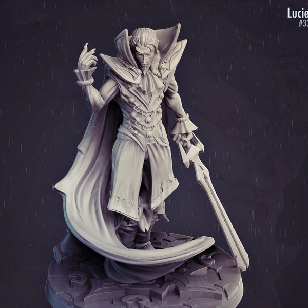 Vampire Lord Strahd Standing | 28mm, 32mm,54mm, 75mm Scale, 100mm Tall |Undead Dungeons and Dragons 5e Miniatures | Pathfinder | DnD Mini |