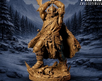 Barbarian Knight Miniature | Doom Herald Axe Warrior | UNPAINTED Resin DnD Pathfinder