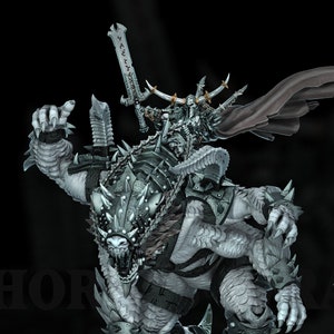 Chaos Lord on Demon Beast. Oathbreaker Paladin mounted | 80mmX 60mm Base | 28mm & 32mm Scales | Dungeons and Dragons | Archvillain Games