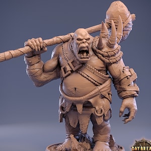 Ogre with Mace | 28mm & 32mm Scale | 73mm Tall | Dungeons and Dragons | Pathfinder Oger | Daybreak Miniatures | Tabletop RPG |