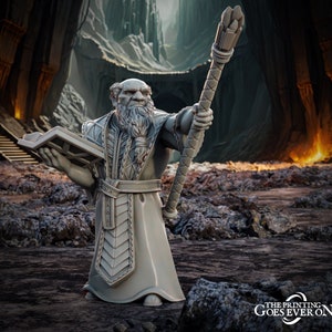 Dwarf Wizard Miniatures | Spell Caster | Dungeons and Dragons | 28mm,32mm,54mm, 75mm, 100mm Scales | Pathfinder | Figure for Painting|