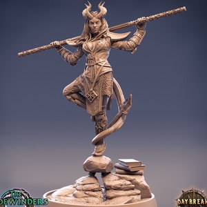 Female Tiefling Monk | 28mm, 32mm, 54mm, 75mm, 100mm Scale Resin Miniature | Dungeons and Dragons | Pathfinder |
