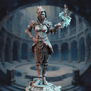 Female Half Elf Sorcerer,Warlock, Psionic Arcane Trickster Miniature | 28mm,32mm,54mm,75mm, 100mm Scales | Dungeons and Dragons 5E DM Stash