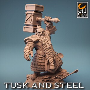 Dwarf Fighter Paladin with Battle Hammer Unpainted | 28mm, 32mm,54mm,75mm,100mm Scales | Dungeons and Dragons Pathfinder Lord of The Print