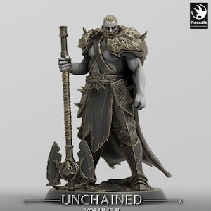 Barbarian Human / Goliath, Ranger,Fighter, with Big Axe, DnD Unpainted Miniature| 28mm, 32mm,54mm,75mm,100mm Scales | Dungeons & Dragons