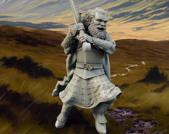 Figura de explorador humano de las Tierras Altas (miniatura, 5 tamaños, escala) para Pathfinder, DnD y Ranger, sin pintar.