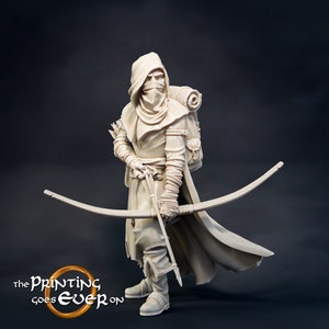 Human Ranger Fighter with Bow | Miniature | 28mm, 32mm, 75mm, 100mm Scales | Pathfinder Figure | DnD | Figurine unpainted |