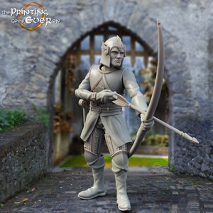 Human Soldier Paladin Fighter with Bow and Arrows | 28mm,32mm,54mm,75mm,100m Scale|Pathfinder Figure | DnD 5e |The Printing Goes Ever On | |
