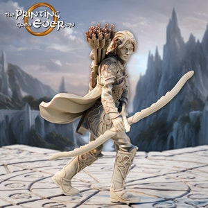 Male Elf Ranger Sharpshooter Fighter w/ Bow |  Unpainted Miniature | 28mm,32mm,54mm,75mm,100mm Scales | Pathfinder Figure | DnD | Figurine
