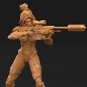 Vrouwelijke sluipschutter | 28 mm, 32 mm, 50 mm, 75 mm, 100 mm Schaal | Sci-Fi-miniaturen | Fanart