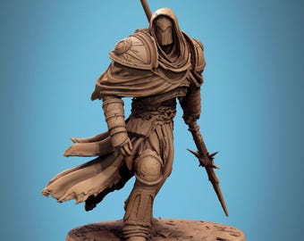Polearm Paladin Miniature | Spear Knight Warrior | Resin 28mm 32mm 54mm 75mm 100mm
