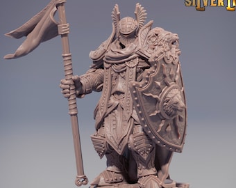 Paladin | Knight Templar | Miniature | Heavy Armor | Dungeons and Dragons | 28mm, 32mm, 75mm scales | Pathfinder | Figure for Painting|