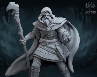 Human Wizard Miniature | Armored Battle Mage | Unpainted Resin DnD Pathfinder