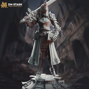Weiblicher Paladin, Kleriker Schwert und Plattenrüstung D&D 5e Mini | 28mm, 32mm,54mm,75mm,100mm Skalen | Dungeons and Dragons Pathfinder | DM Versteck