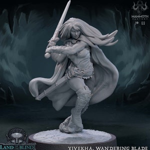 Female Human Fighter SwordMaster Ranger | 28mm, 32mm, 54mm, 75mm Scale Resin Miniature |Dungeons and Dragons | Yivekha | Mammoth Factory