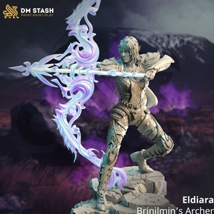 Female Elf Fighter Ranger Sharpshooter | Miniature | 28mm, 32mm, 75mm, 100mm Scales | Pathfinder Figure | DnD | Figurine unpainted
