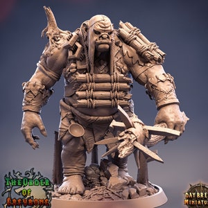 Hill Giant Chief  | 28mm & 32mm Scale | 125mm Tall | Dungeons and Dragons | Pathfinder Oger | Daybreak Miniatures | Tabletop RPG |