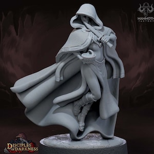Female Assassin Rogue Thief PC or NPC D&D 5e Unpainted | 28mm, 32mm, 50mm,75mm,100mm | Dungeons and Dragons | Pathfinder | Mammoth Factory