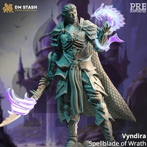 High Elf Fighter Spell blade, Eldritch Knight, Moon Elf,  Eladrin Miniature | 28mm, 32mm,54mm,75mm, 100mm Scales | Dungeons and Dragons  5E