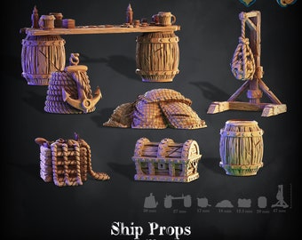 Ship Props Sea Adventure | Solid Resin 28mm, 32mm| Dungeons and Dragons 5e Miniature | Pathfinder | RPG Tabletop scatter Terrain | DnD|