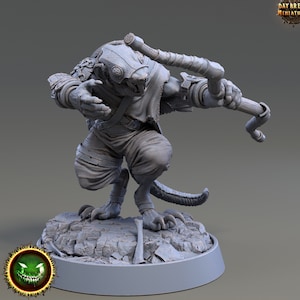 Wererat Archer, Ratfolk, Ratman | Resin | Dungeons and Dragons 5e | 28mm,32mm,54m,75mm Scales | Pathfinder D&D | Daybreak Miniatures