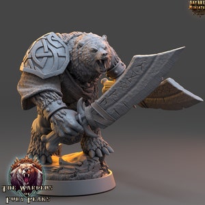 BearFolk Fighter Werebear Humanoid  Scales: 28mm, 32mm,54mm,75mm | D&D 5e Megaboss | Dungeons and Dragons | Pathfinder | Daybreak Miniatures