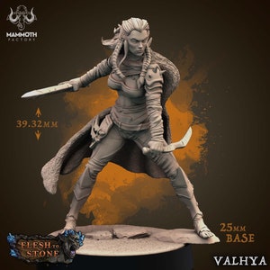 Human Female Fighter Rogue Assassin | 28mm, 32mm,54mm,75mm,100mm Scale Resin Miniature |Dungeons and Dragons | Valhya Mammoth Factory