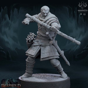 Human Ranger Fighter PC / NPC Unpainted | 28mm,32mm,54mm,75mm,100mm Scale | Resin Dungeons and Dragons D&D 5e  | Pathfinder |