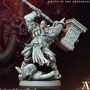 Orc Chief Fighter Barbarian w/ Battle Hammer, Half-Orc | Scales: 28mm,32mm ,54mm,75mm,100mm  Megaboss | Dungeons & Dragons 5e | Pathfinder