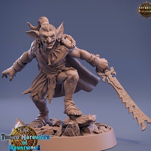 Goblin Sword Fighter | DnD Miniatures | D and D | 28mm, 32mm,54mm,75mm, 100mm scale| Pathfinder | Figure for Painting| Daybreak Miniatures