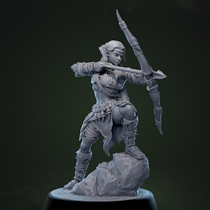 Female Elf Gloom Stalker Ranger Assassin Rogue Unpainted | 28mm,32mm,54mm,75mm,100mm Scale | Resin Dungeons and Dragons | Mammoth Factory