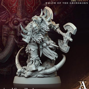 Orc Chief Fighter Barbarian Battle Axe, Half-Orc | Scales: 28mm,32mm ,54mm,75mm,100mm  Megaboss | Dungeons & Dragons 5e | Pathfinder