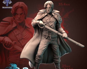Human Male Noble Fighter Rogue Vampire Slayer | 28mm, 32mm, 75mm Scale Resin Miniature |Dungeons and Dragons |Errol Athersen Mammoth Factory
