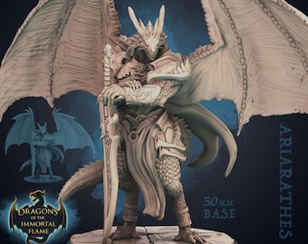 Miniatura de Paladín Dragonborn Alado – Caballero Sagrado (Resina SIN PINTAR)