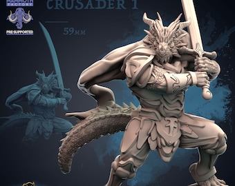 Dragonborn Paladin Sword | 28mm, 32mm, 75mm Scale Resin Miniature |  D&D 5e | Pathfinder