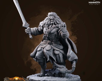 Leonin Lion Folk Barbarian, Fighter Unpainted | 28mm,32mm,54mm,75mm Scale | Resin | Dungeons and Dragons D&D 5e  | Pathfinder |Flesh of Gods